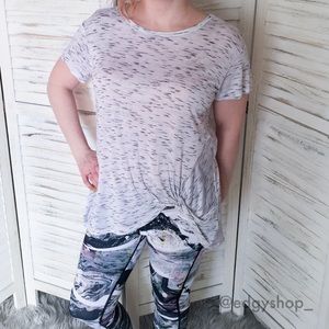 Bobeau | Knot Front Marled Basic Tee